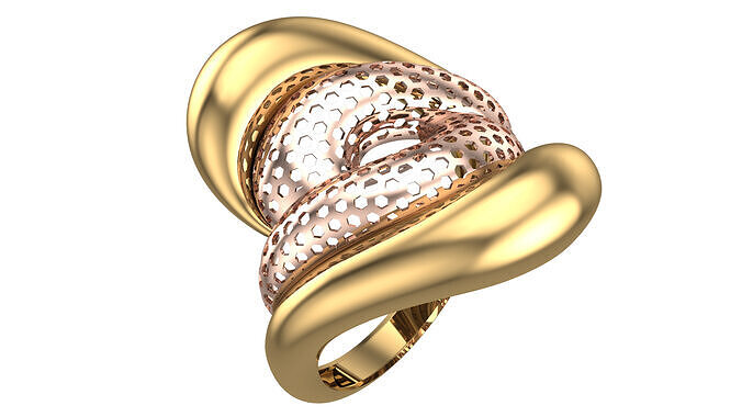 Bold Honeycomb Twist Ring- Lightweight 3D Printable Model-R7-07 Free 3D print model