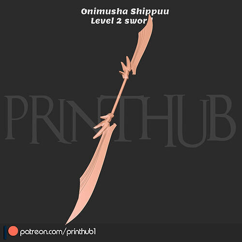 Shippuu Sword Level 2  Onimusha Fan Art Cosplay Prop STL File 3D print model