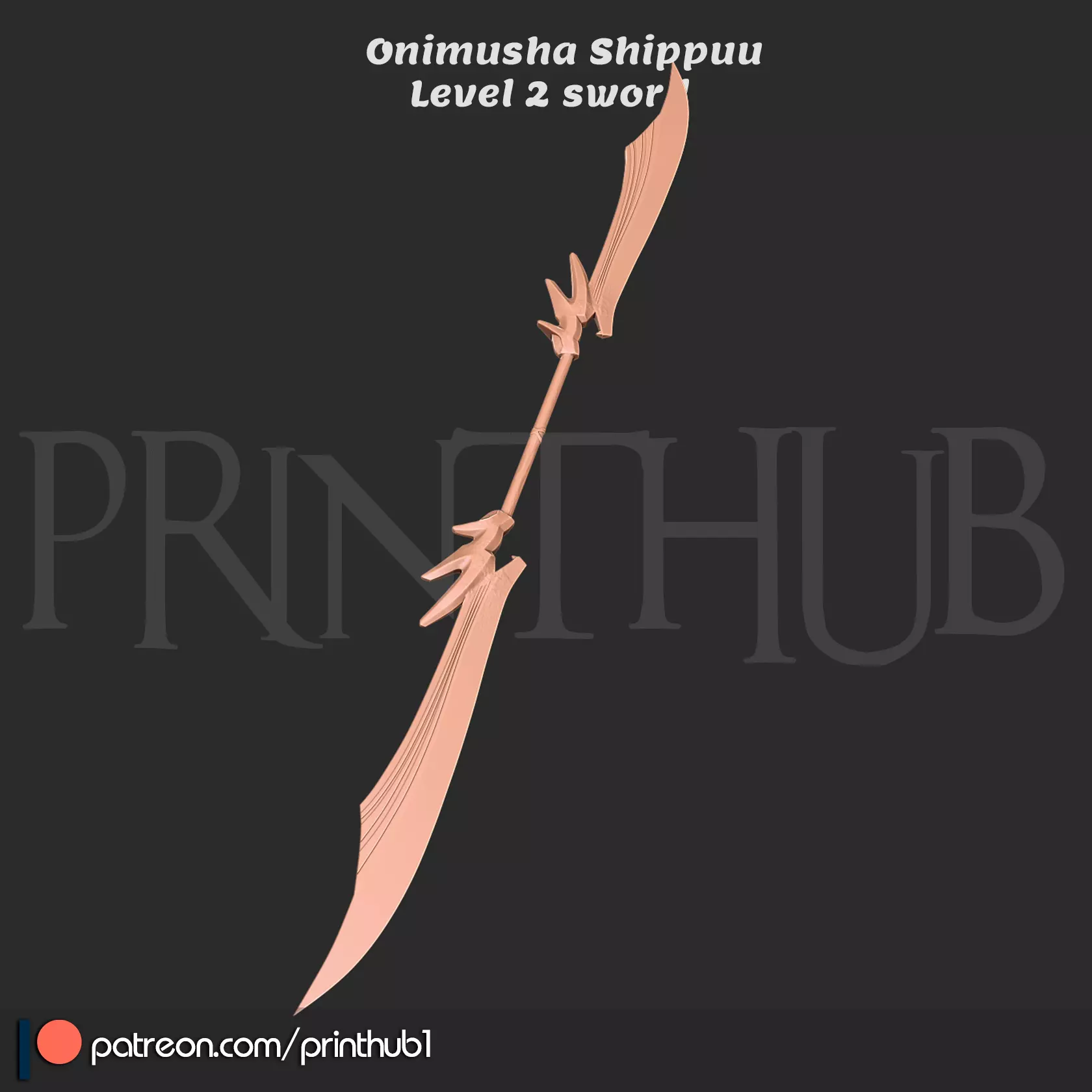Shippuu Sword Level 2 Onimusha Fan Art Cosplay Prop STL File 3D print model_0