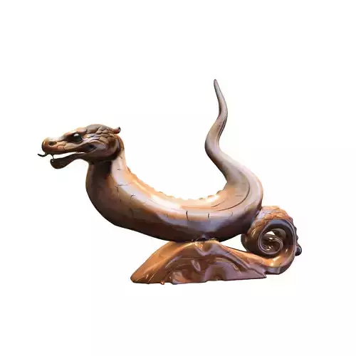 Wooden Dragon Sculpture Fantasy Creature Low-poly 3D model