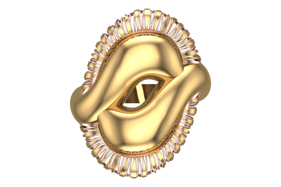 Bold Honeycomb Twist Ring- Lightweight 3D Printable Model-R7-08 3D print model_6