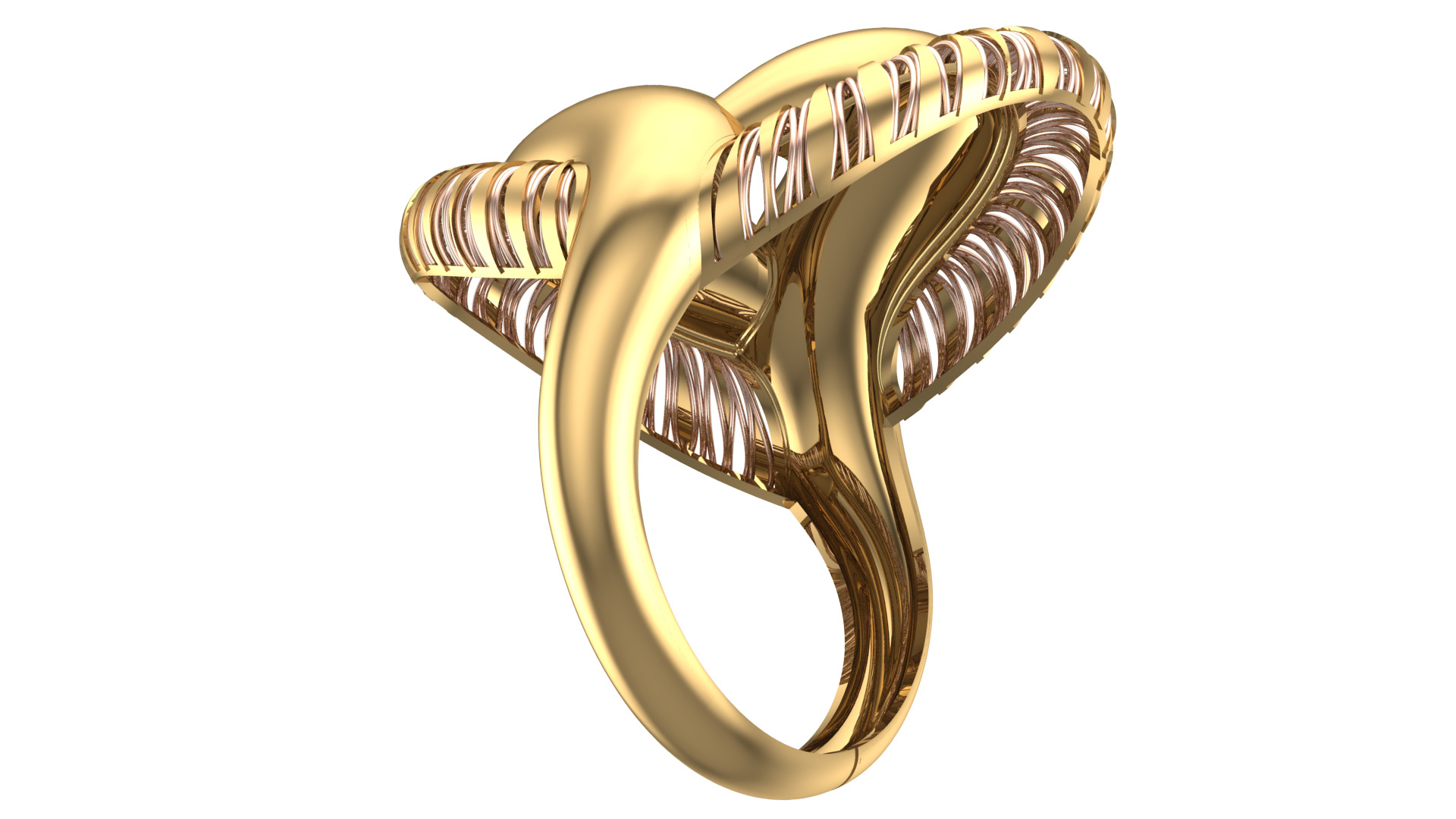 Bold Honeycomb Twist Ring- Lightweight 3D Printable Model-R7-08 3D print model_4