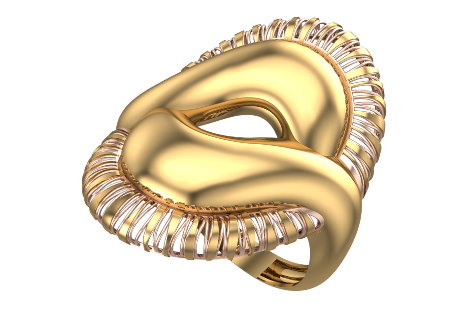 Bold Honeycomb Twist Ring- Lightweight 3D Printable Model-R7-08 3D print model_1