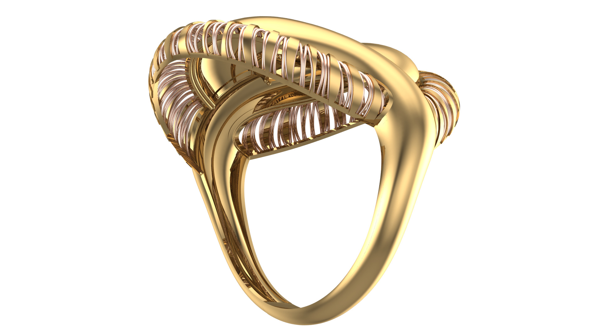 Bold Honeycomb Twist Ring- Lightweight 3D Printable Model-R7-08 3D print model_5