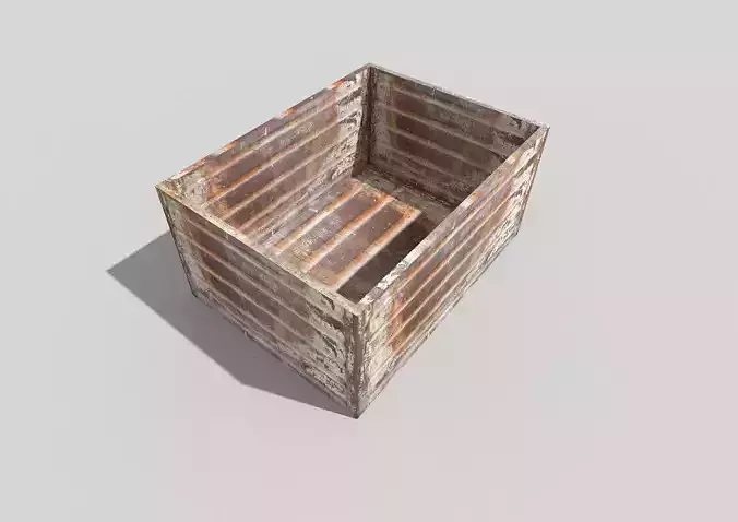 low poly metal crate