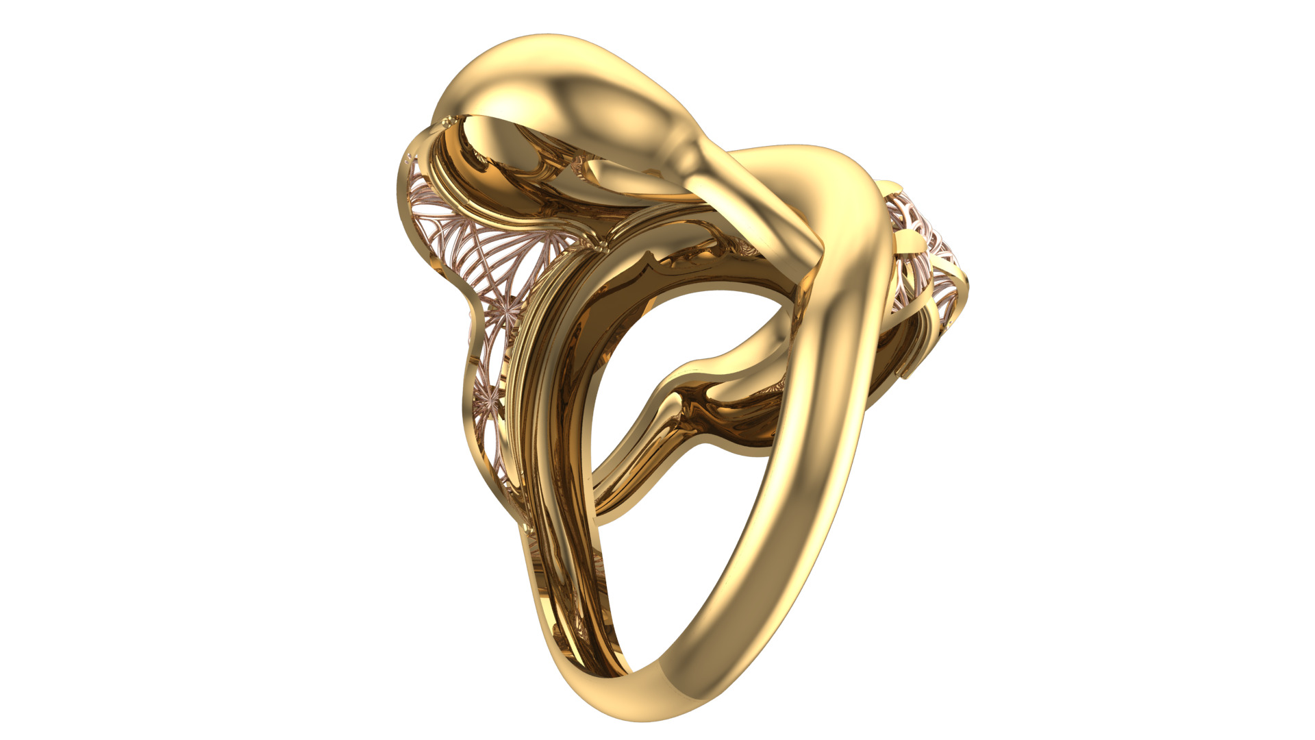 Bold Honeycomb Twist Ring- Lightweight 3D Printable Model-R7-10 3D print model_6