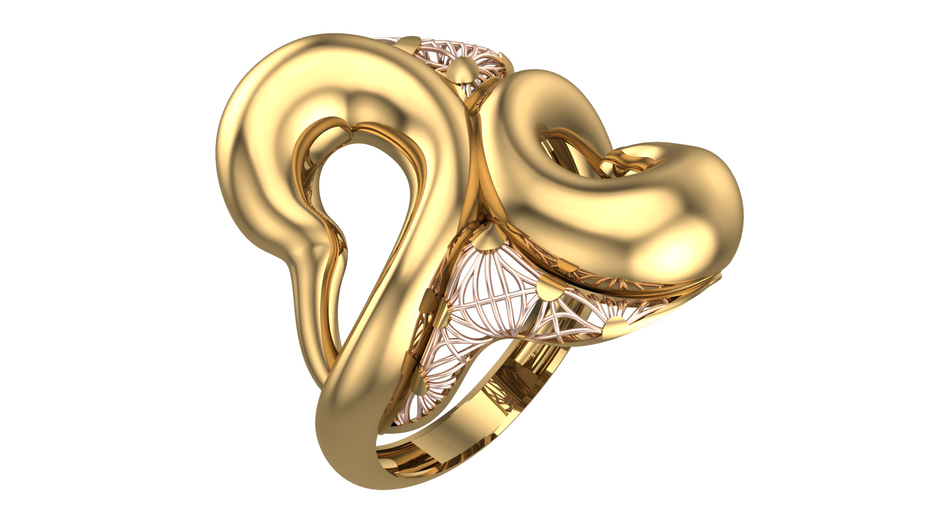 Bold Honeycomb Twist Ring- Lightweight 3D Printable Model-R7-10 3D print model_1