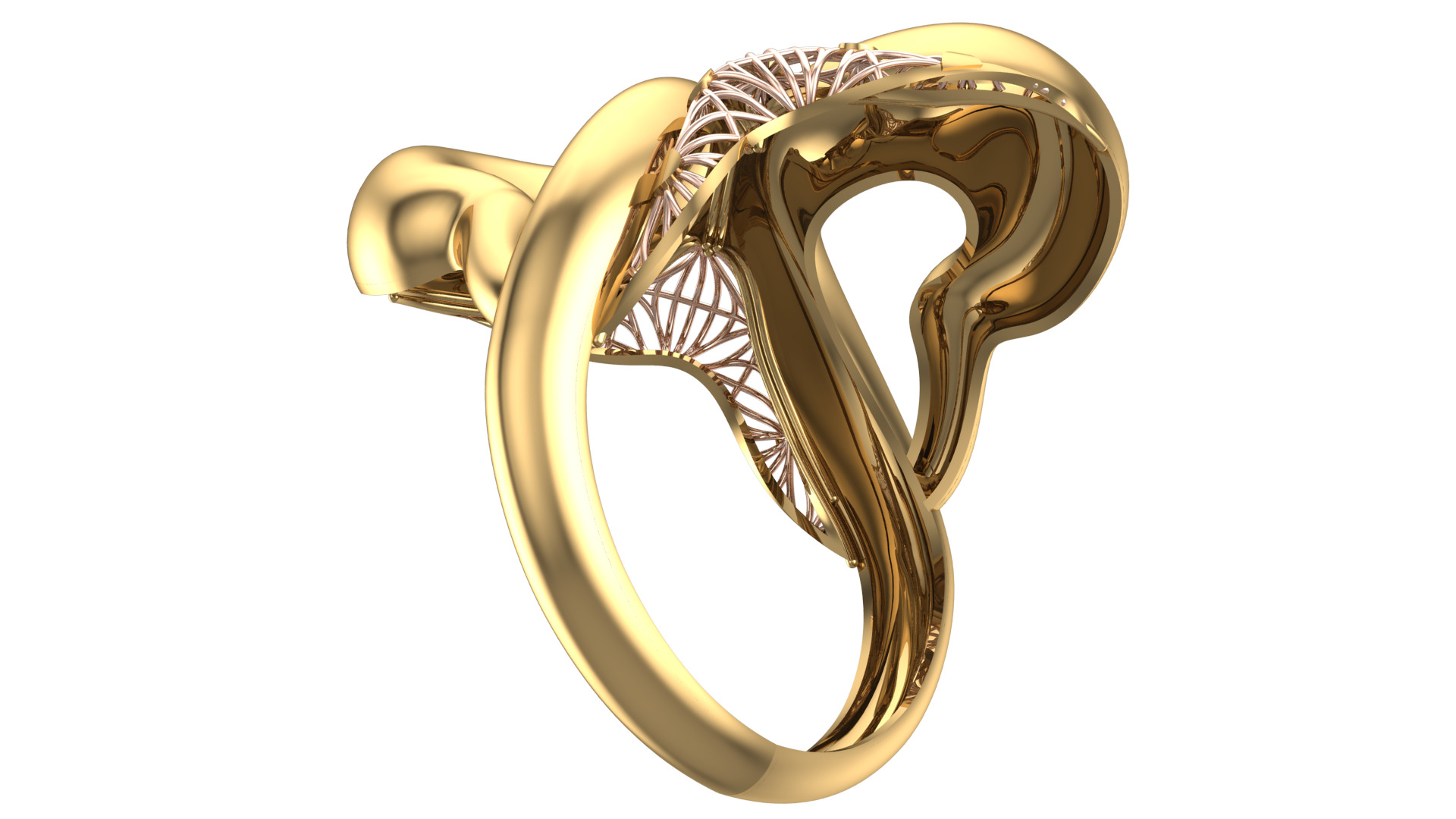 Bold Honeycomb Twist Ring- Lightweight 3D Printable Model-R7-10 3D print model_4