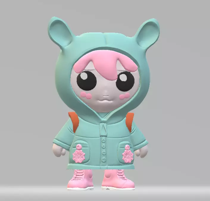 Cute girl 3D print model_0