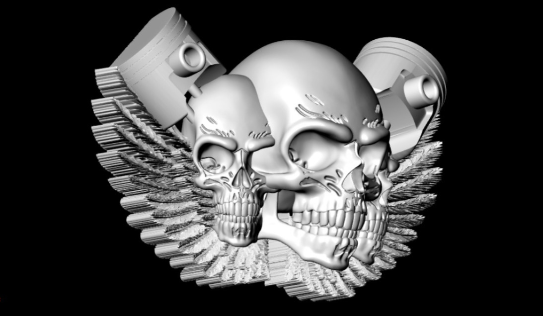 Skull with Wings Pendant STL 3D Printable Model 3D print model_5