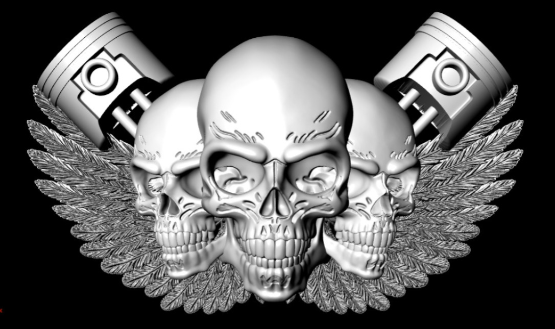 Skull with Wings Pendant STL 3D Printable Model 3D print model_1