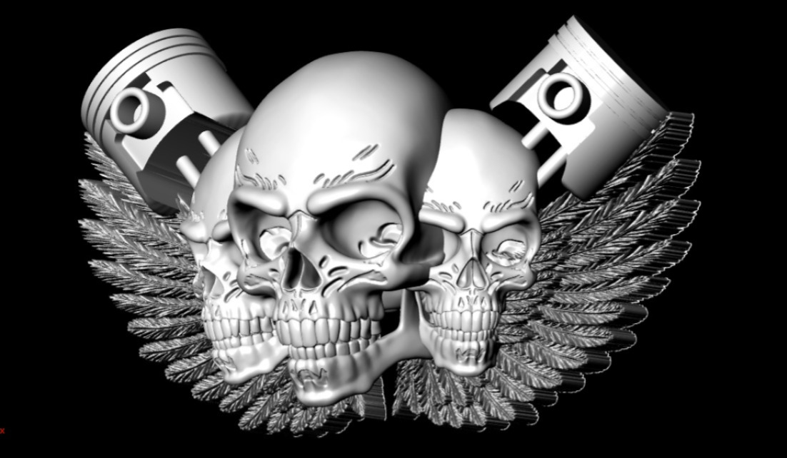 Skull with Wings Pendant STL 3D Printable Model 3D print model_2