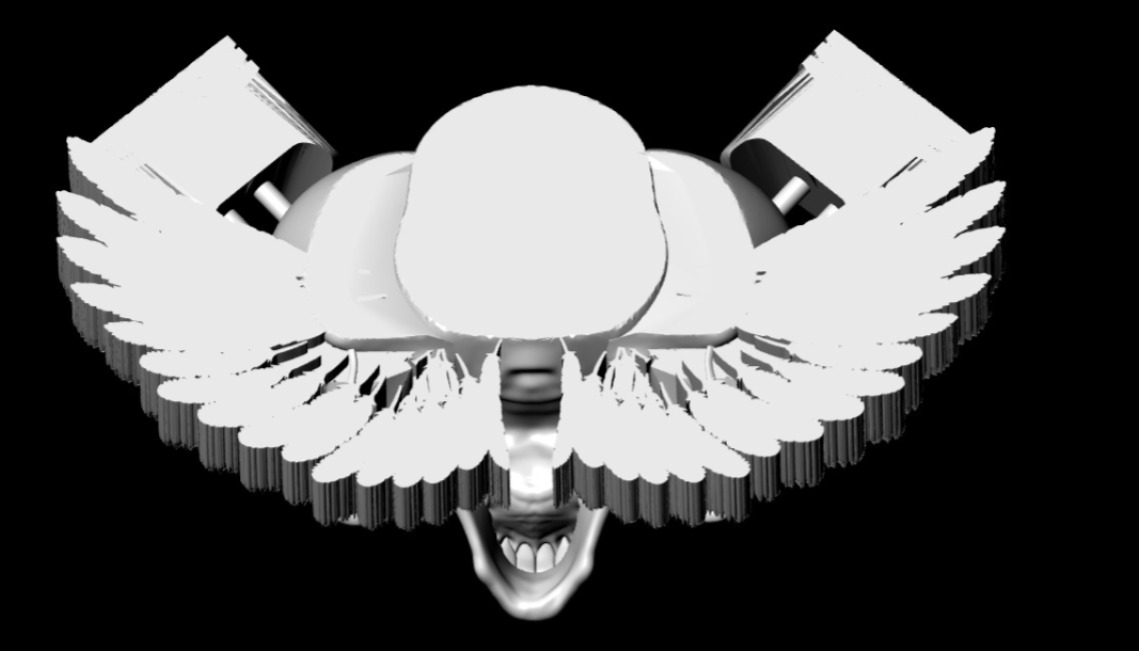 Skull with Wings Pendant STL 3D Printable Model 3D print model_8