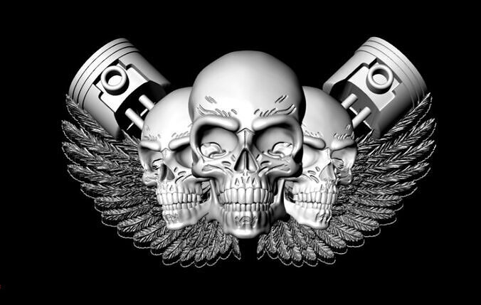 Skull with Wings Pendant STL 3D Printable Model 3D print model