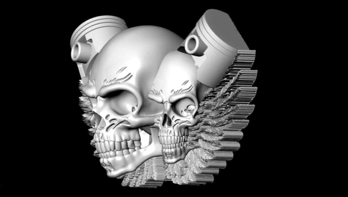 Skull with Wings Pendant STL 3D Printable Model 3D print model_3