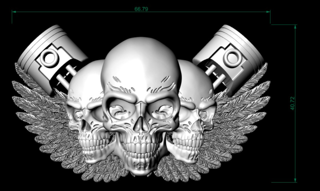 Skull with Wings Pendant STL 3D Printable Model 3D print model_10