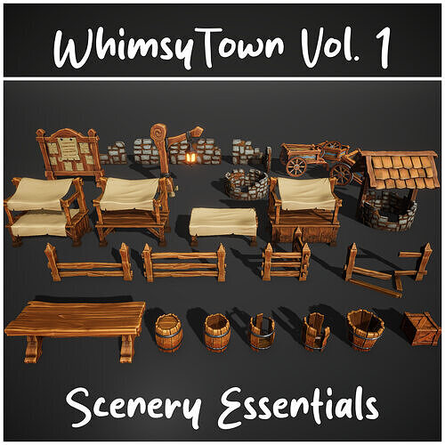 Whimsy Town Vol  1  Scenery Essentials   Low-poly 3D model