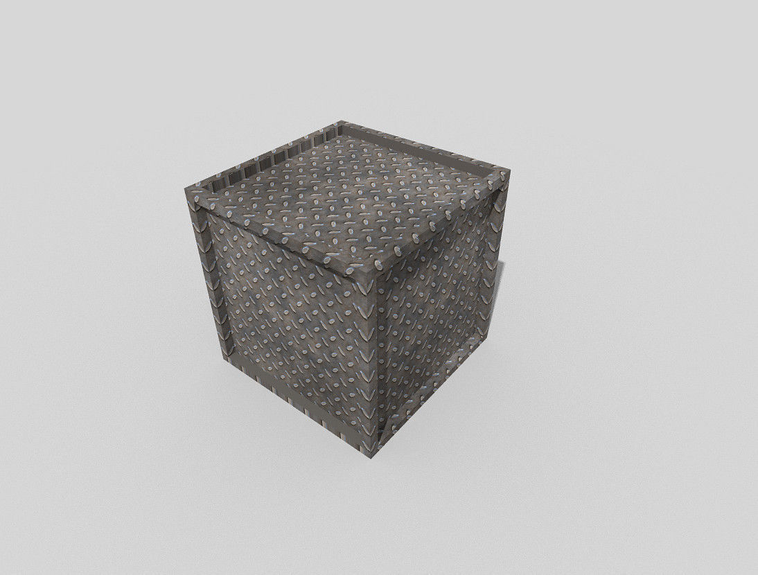 low poly metal crate Low-poly 3D model_3