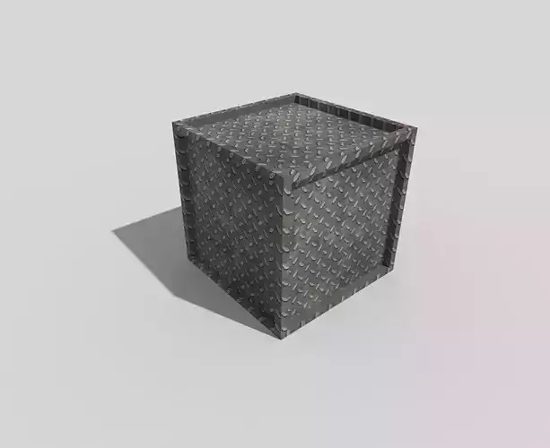 low poly metal crate