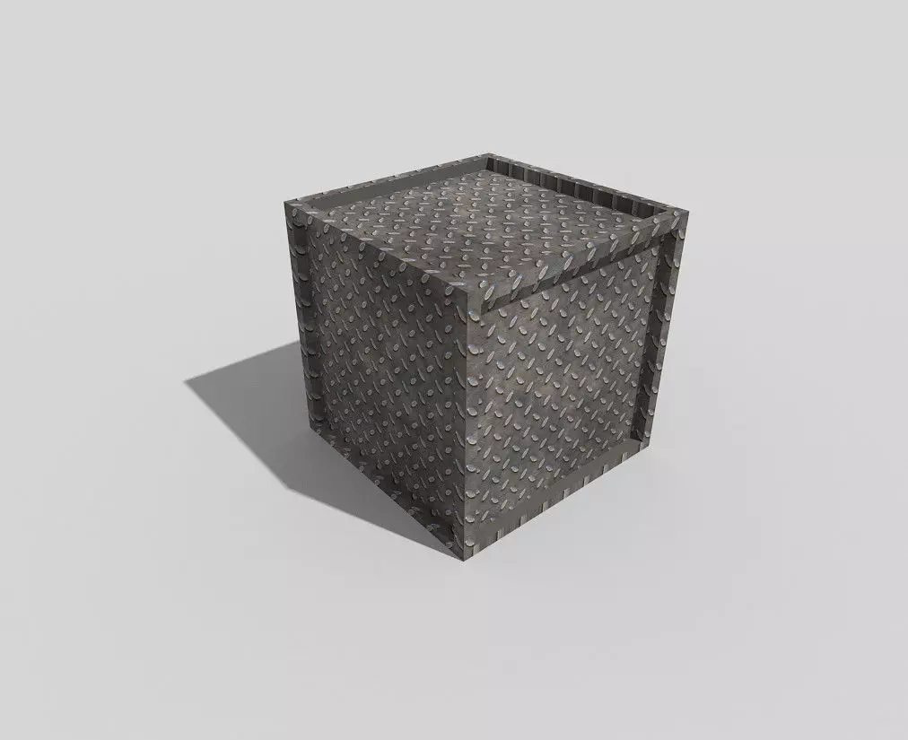 low poly metal crate Low-poly 3D model_0