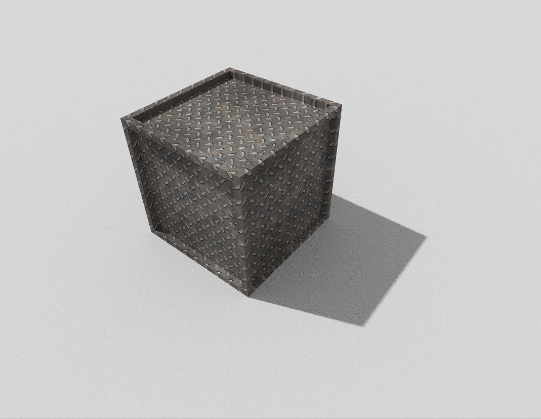 low poly metal crate Low-poly 3D model_2