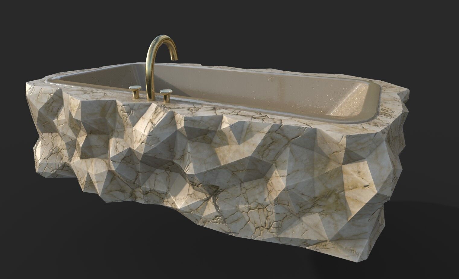Marble Bathtub Low-poly 3D model_7