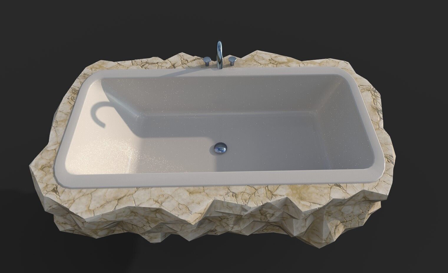 Marble Bathtub Low-poly 3D model_2