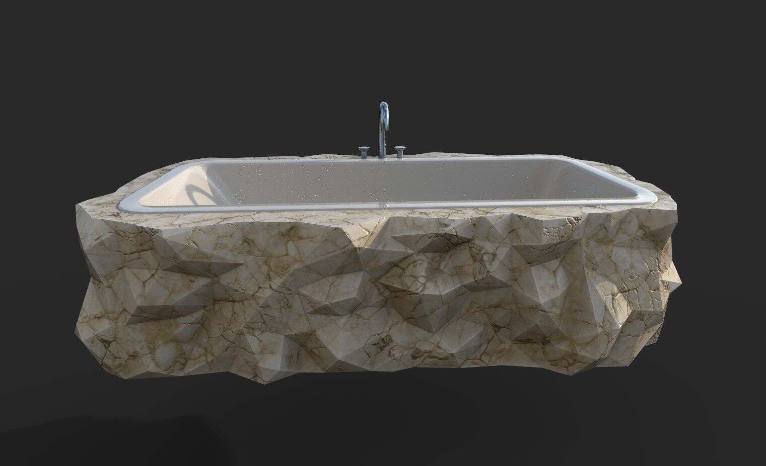 Marble Bathtub Low-poly 3D model_8