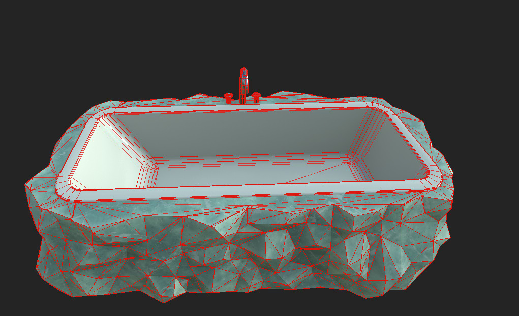 Marble Bathtub Low-poly 3D model_9