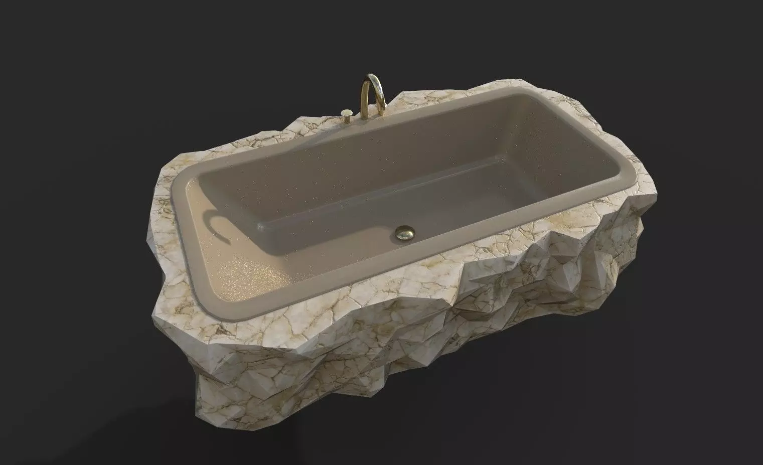Marble Bathtub Low-poly 3D model_0