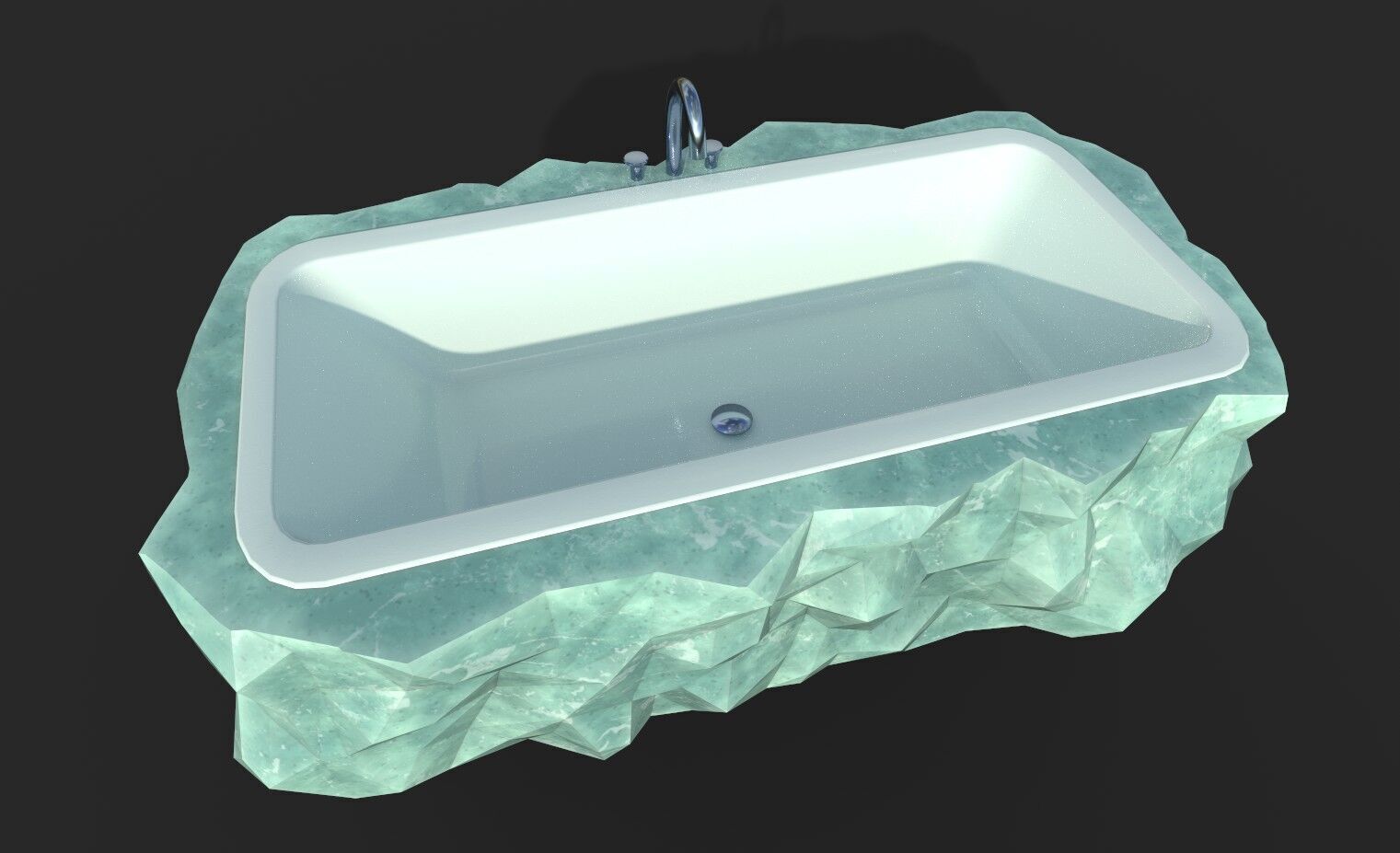 Marble Bathtub Low-poly 3D model_4