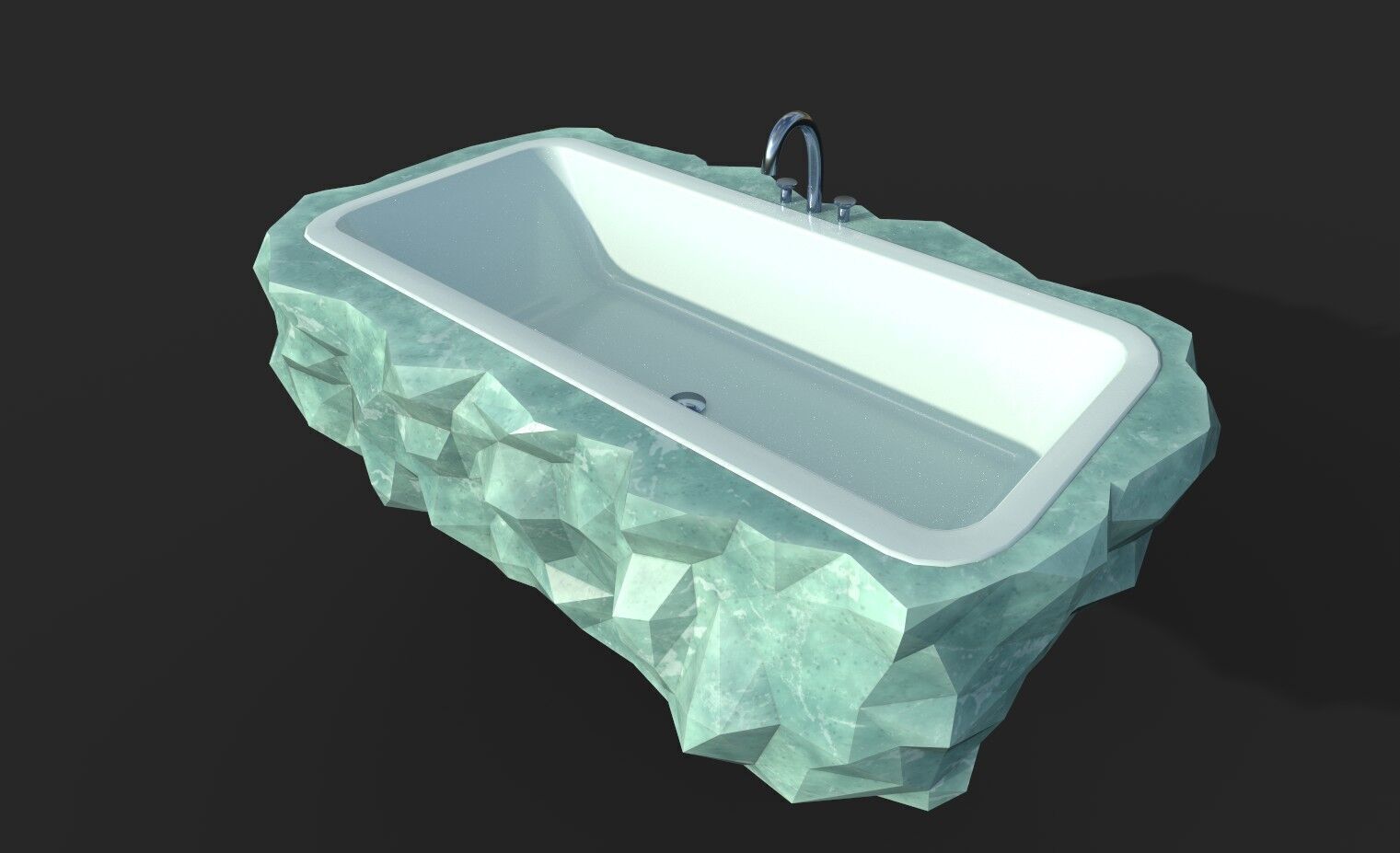 Marble Bathtub Low-poly 3D model_3