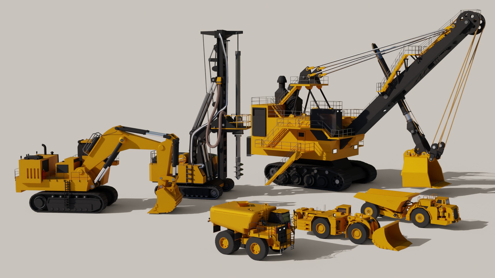 6 Mining Vehicles - Lowpoly Pack 3D Model Collection_3