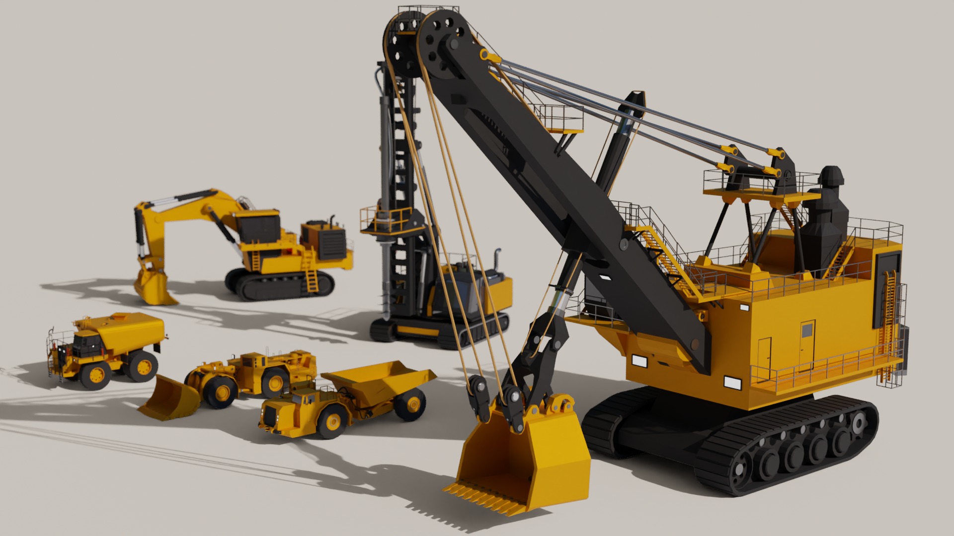 6 Mining Vehicles - Lowpoly Pack 3D Model Collection_4