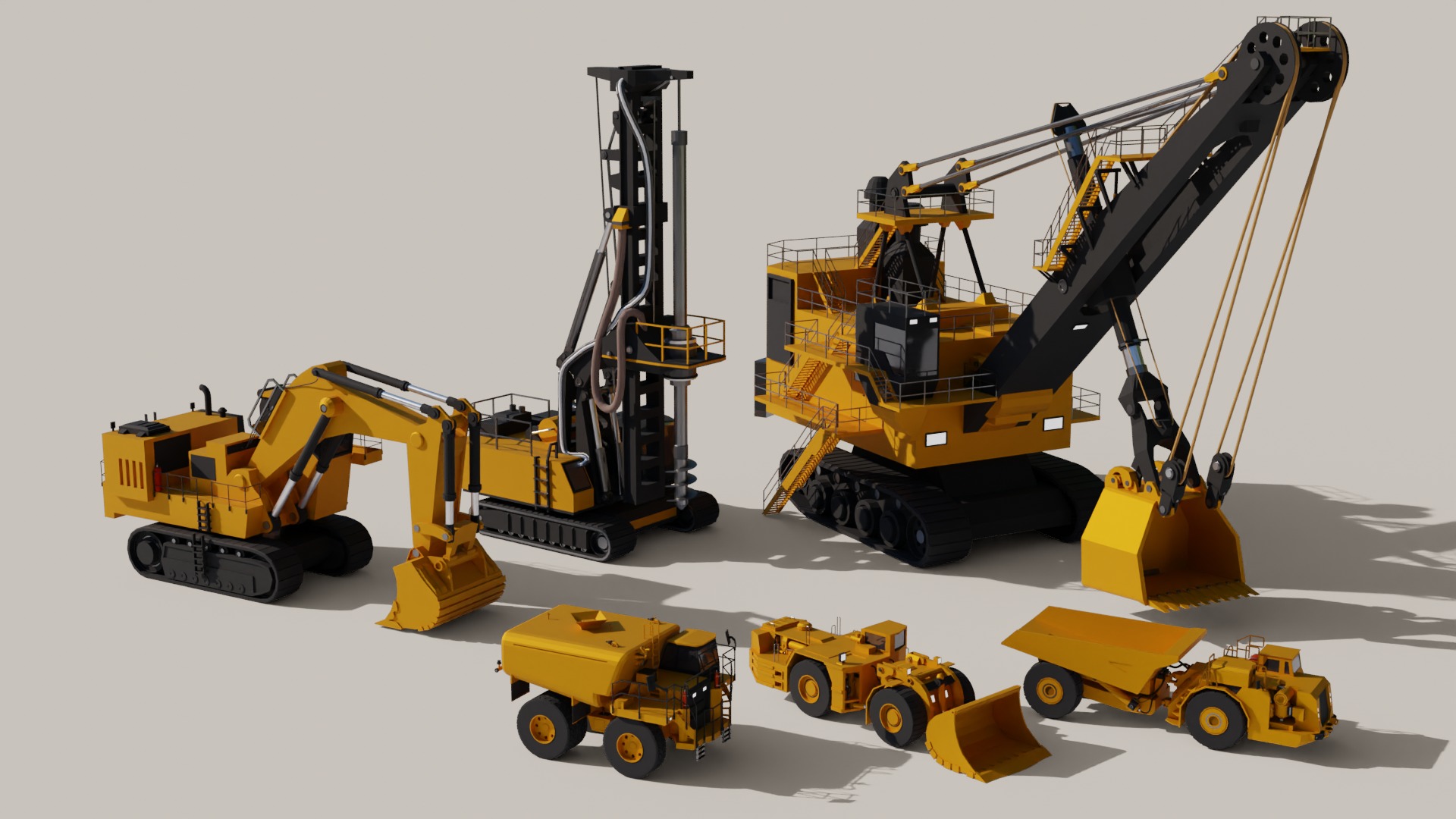 6 Mining Vehicles - Lowpoly Pack 3D Model Collection_2