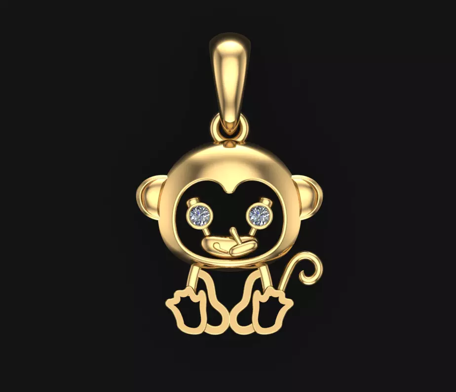 Monkey Diamond Neckles 3D print model