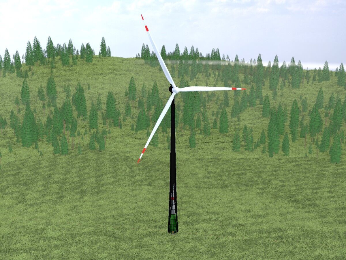 Wind turbine E82 H-162 RD 162 m with animation Low-poly 3D model_5