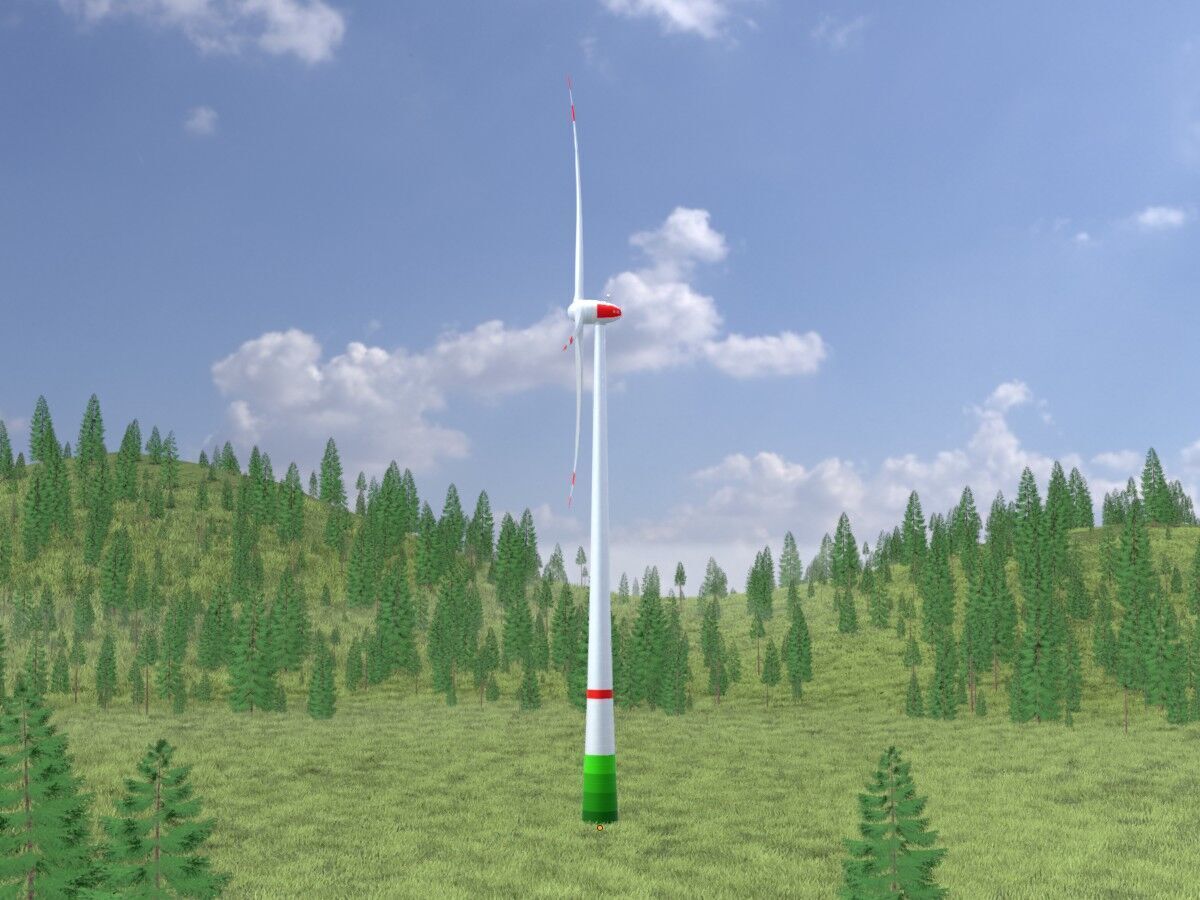 Wind turbine E82 H-162 RD 162 m with animation Low-poly 3D model_2