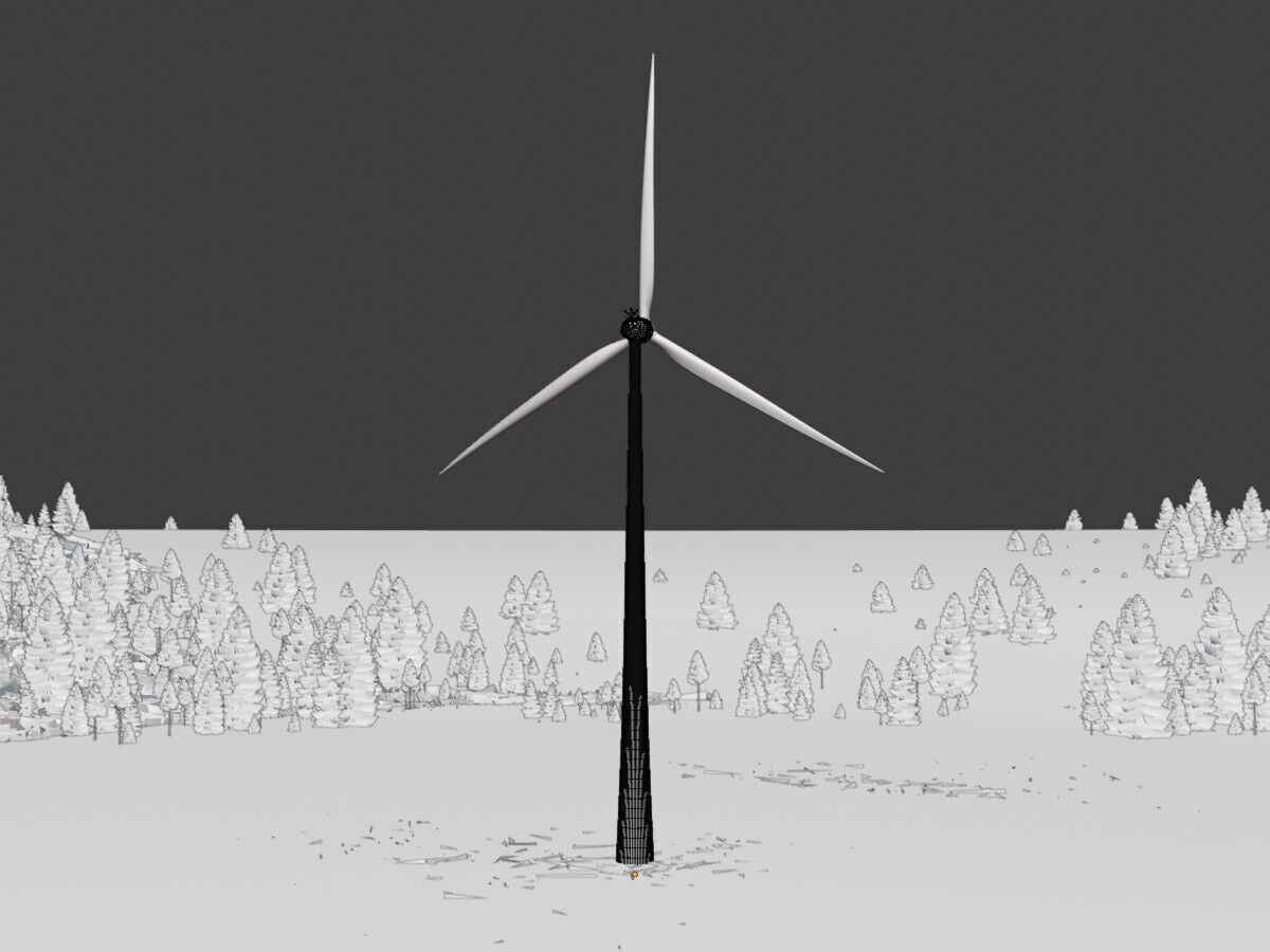 Wind turbine E82 H-162 RD 162 m with animation Low-poly 3D model_11