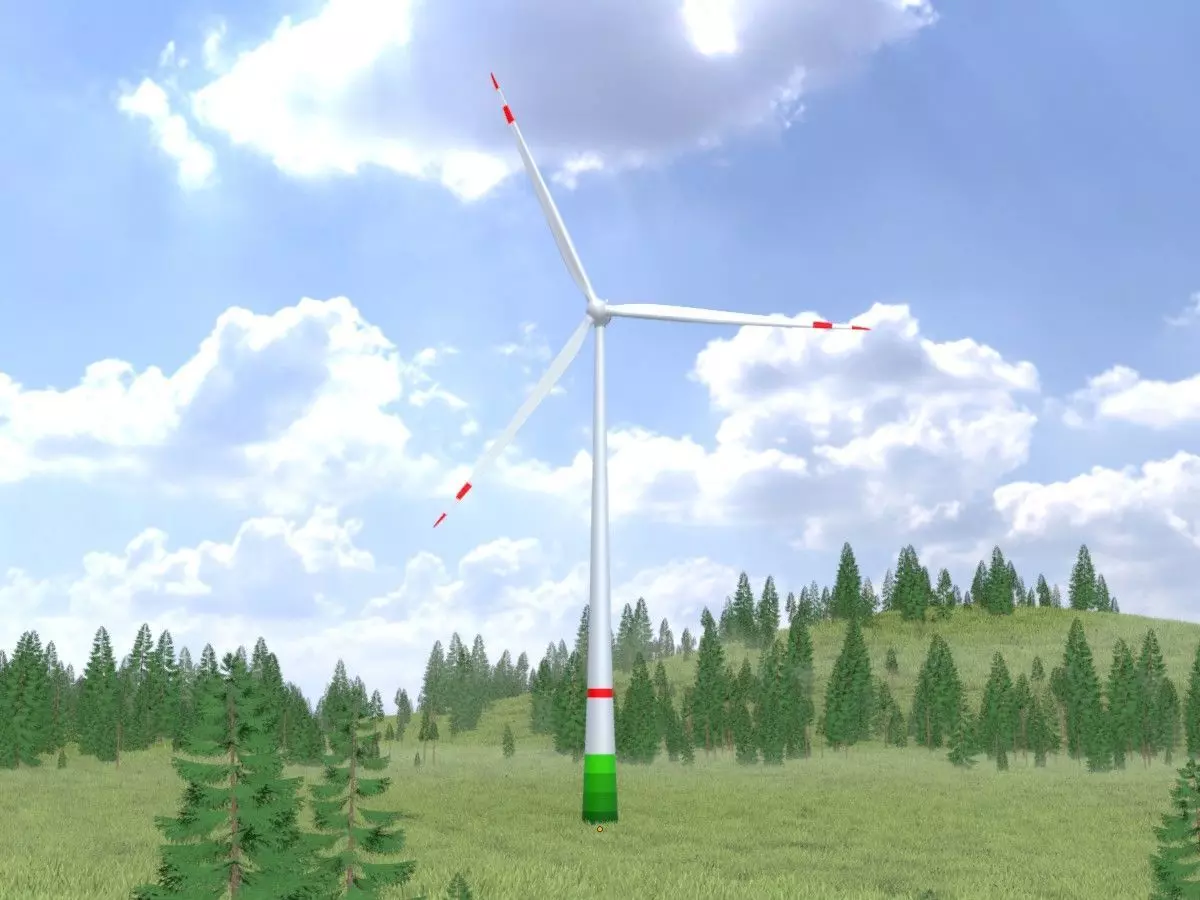 Wind turbine E82 H-162 RD 162 m with animation Low-poly 3D model_0