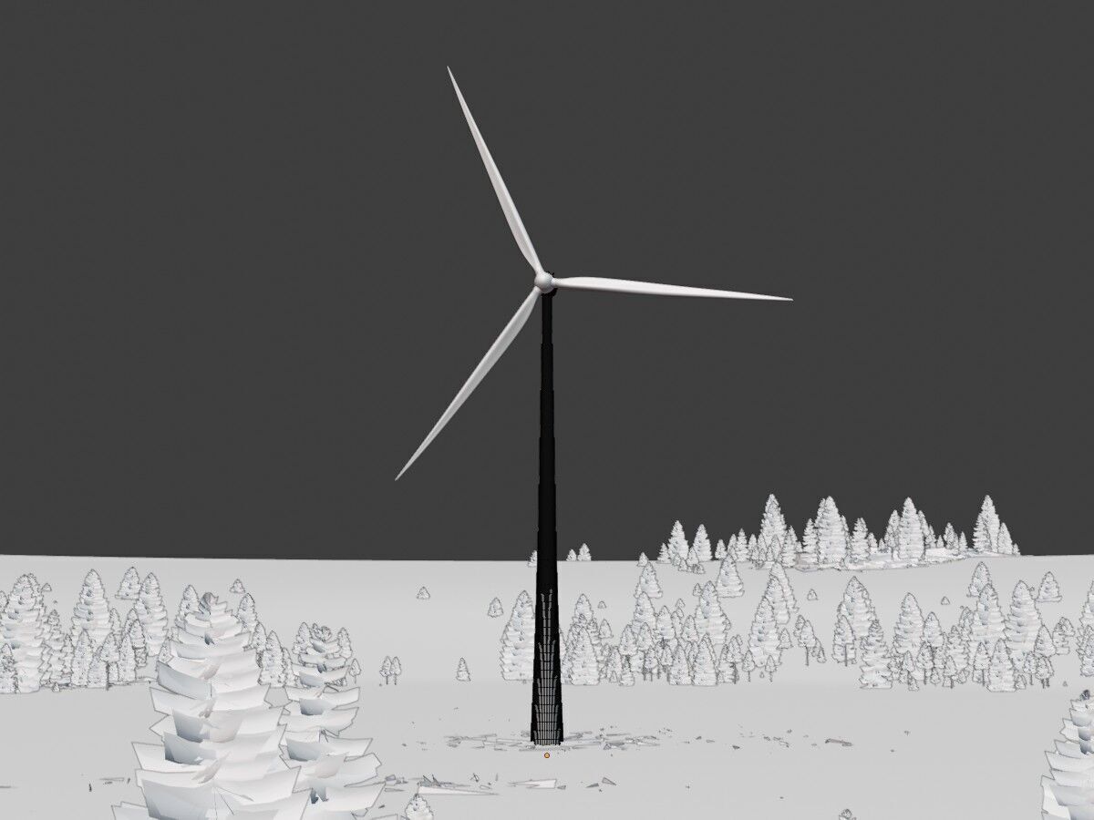 Wind turbine E82 H-162 RD 162 m with animation Low-poly 3D model_9