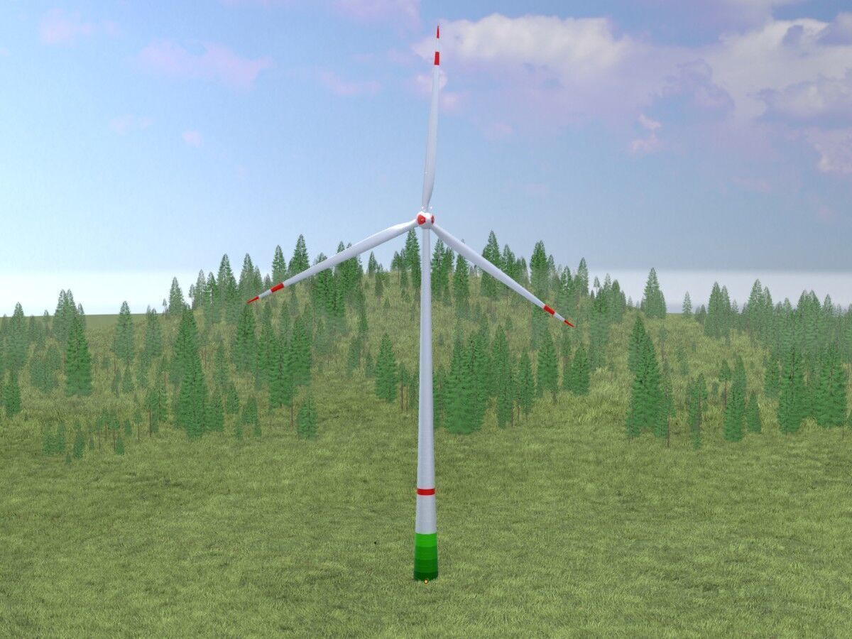 Wind turbine E82 H-162 RD 162 m with animation Low-poly 3D model_15