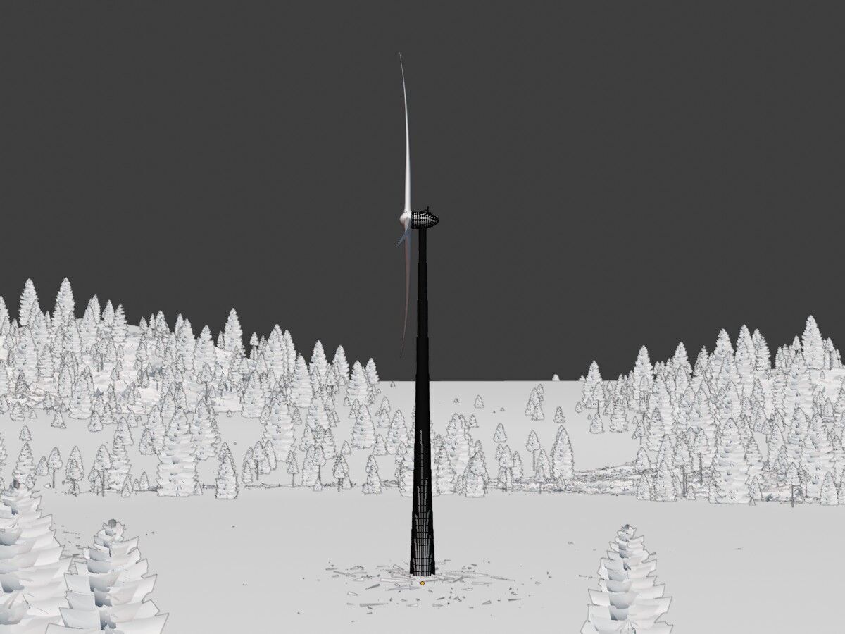 Wind turbine E82 H-162 RD 162 m with animation Low-poly 3D model_10