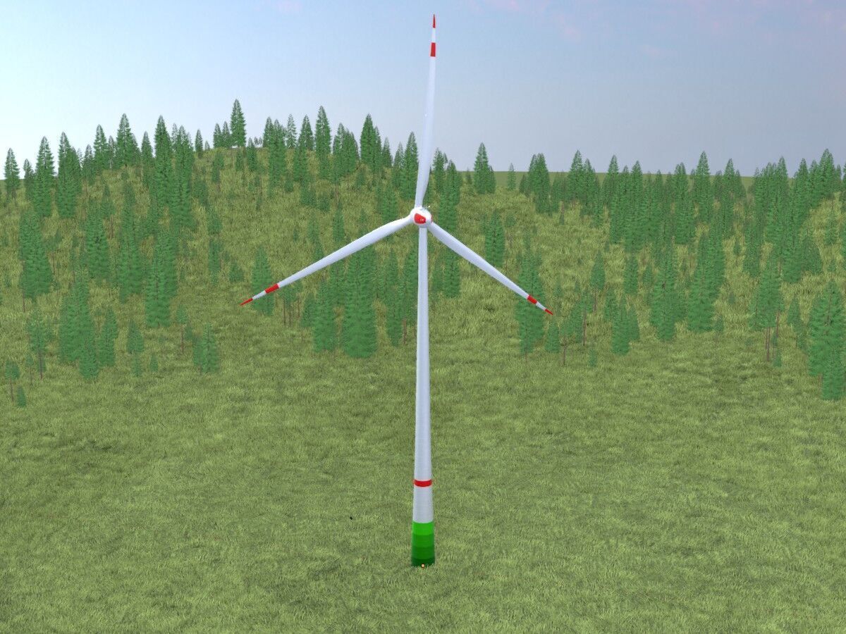 Wind turbine E82 H-162 RD 162 m with animation Low-poly 3D model_19