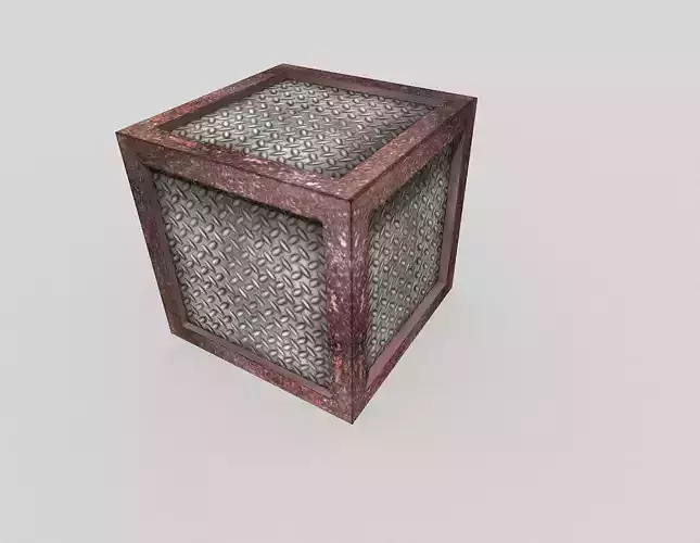 low poly metal crate Low-poly 3D model