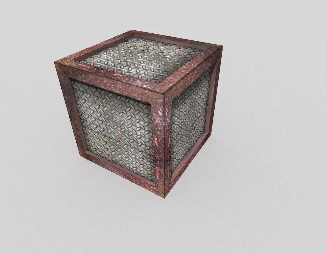low poly metal crate Low-poly 3D model_0