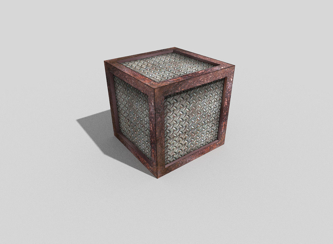 low poly metal crate Low-poly 3D model_2