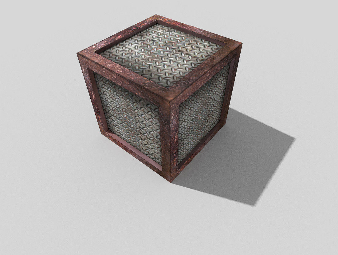low poly metal crate Low-poly 3D model_3