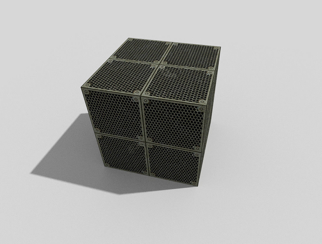 low poly metal crate Low-poly 3D model_2