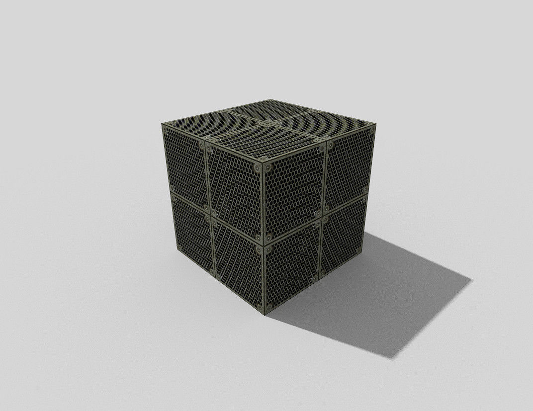 low poly metal crate Low-poly 3D model_1